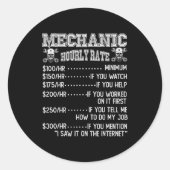 Funny Mechanic Hourly Rate Joke Design Runder Aufkleber (Vorderseite)