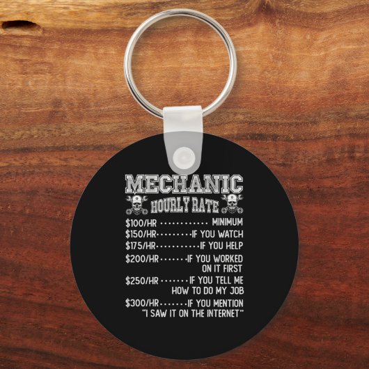 Funny Mechanic Hourly Rate Joke Design  Schlüsselanhänger (Vorderseite)