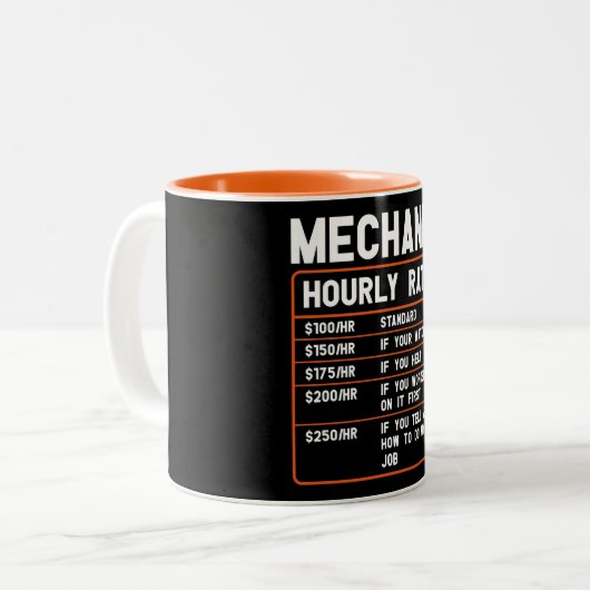 Funny Mechanic Hourly Rate Zwei-Tonen-Kaffee-Tasse Zweifarbige Tasse (Vorderseite Links)