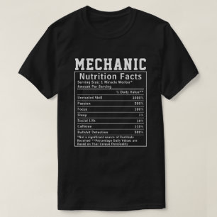 Funny Mechanic Nutrition Facts Techniker Auto T-Shirt