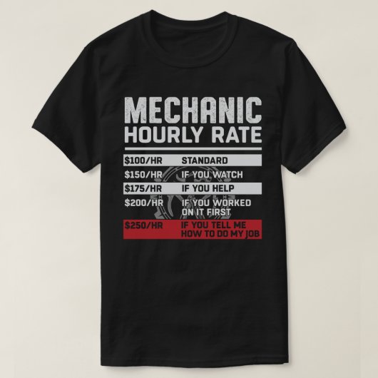 Funny Mechanic Stundensatz T-Shirt (Design vorne)