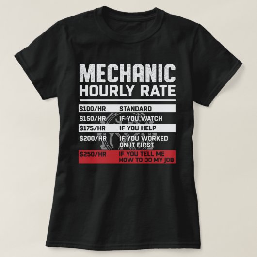 Funny Mechanic Stundensatz T-Shirt (Design vorne)