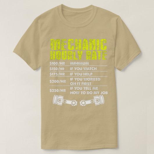 Funny Mechanic stündliche Spendensätze (4) T-Shirt (Design vorne)