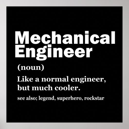 Funny Mechanical Engineer Definition Engineering Poster (Vorne)