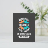 Funny Mechanical Engineer, Mechanical Engineering Postkarte (Stehend Vorderseite)