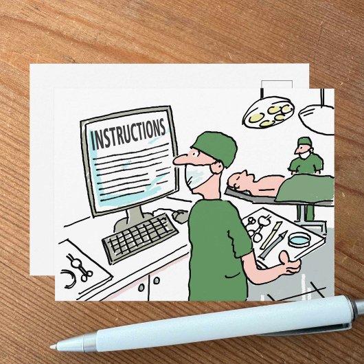 Funny Medical Card - Anleitung für Chirurgen-Karo Postkarte