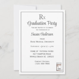 Funny Medical Rx Pill Bottle Graduation Party Einladung