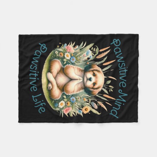 Funny Meditation Dog Insrational Sitive Quote Fleecedecke (Vorderseite (Horizontal))