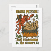 Funny Medival Meme Devil Cartoon Halloween Postkarte (Vorne/Hinten)