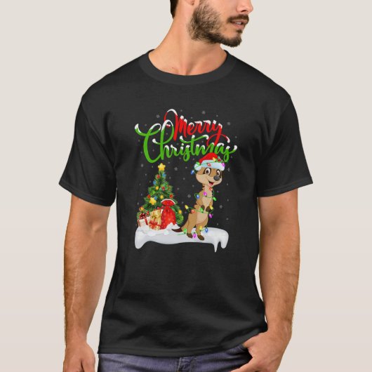 Funny Meerkat Animal Lover Xmas Licht Meerkat C T-Shirt (Vorderseite)