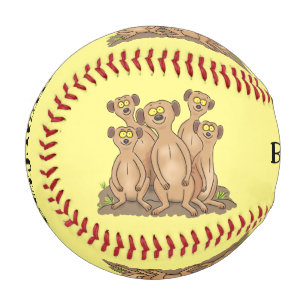 Funny meerkat Cartoon Illustration Baseball