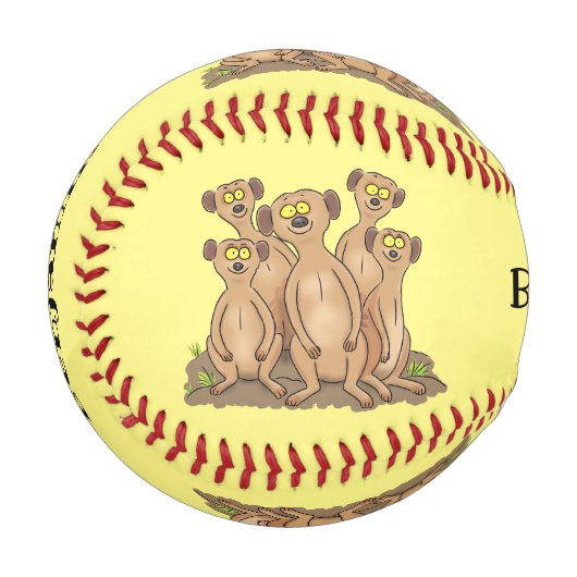Funny meerkat Cartoon Illustration Baseball (Vorderseite Links)