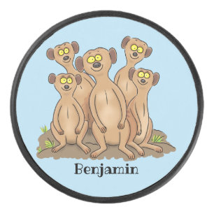 Funny meerkat Cartoon Illustration Eishockey Puck