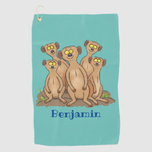 Funny meerkat Cartoon Illustration Golfhandtuch