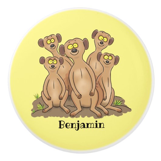 Funny meerkat Cartoon Illustration Keramikknauf (Vorderseite)