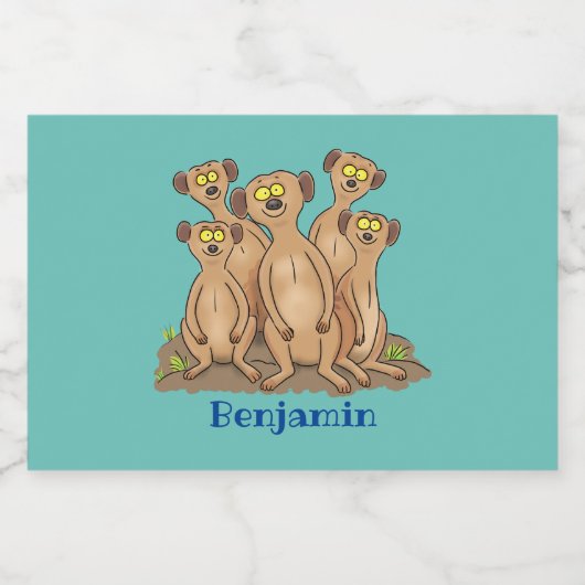 Funny meerkat Cartoon Illustration Lebensmitteletikett (Einzelnes Label)