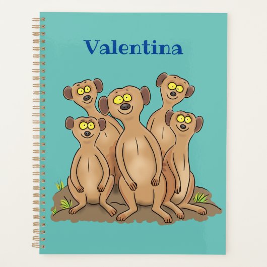 Funny meerkat Cartoon Illustration Planer (Vorderseite)