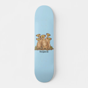 Funny meerkat Cartoon Illustration Skateboard
