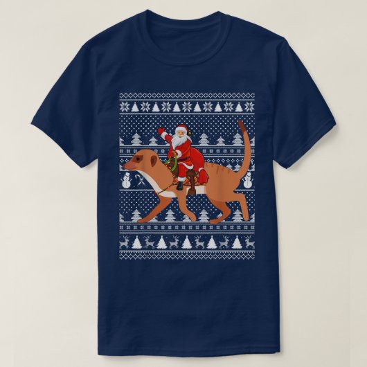 Funny Meerkat Lover Santa Riding Meerkat Ugly Chri T-Shirt (Design vorne)