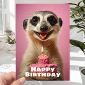 Funny Meerkat mit Candle Cake - Happy Birthday Karte