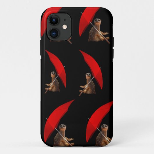 Funny Meerkat Under Umbrella Pattern, Case-Mate iPhone Hülle (Rückseite)
