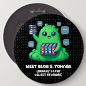 Funny Meet Blob S. Torage Binary Background Button (Vorne & Hinten)