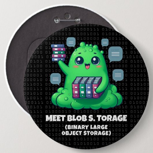Funny Meet Blob S. Torage Binary Background Button (Vorne & Hinten)