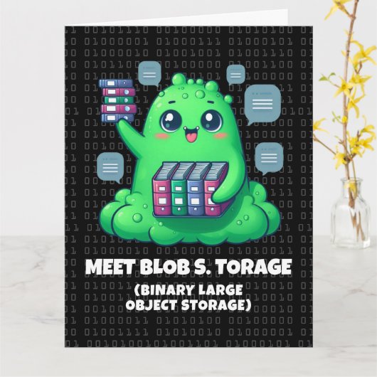 Funny Meet Blob S. Torage Binary Background Karte (Gelbe Blume)