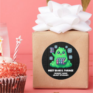 Funny Meet Blob S. Torage Binary Background Runder Aufkleber