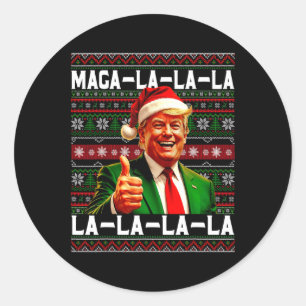 Funny Mega-la-la-Trump Weihnachtsmannmütze Ugly We Runder Aufkleber
