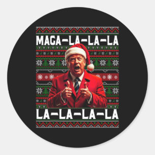 Funny Mega-la-la-Trump Weihnachtsmannmütze Ugly We Runder Aufkleber