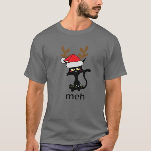 Funny Meh Cat für Katzen Liebhaber Ugge Weihnachte T-Shirt (Vorderseite)