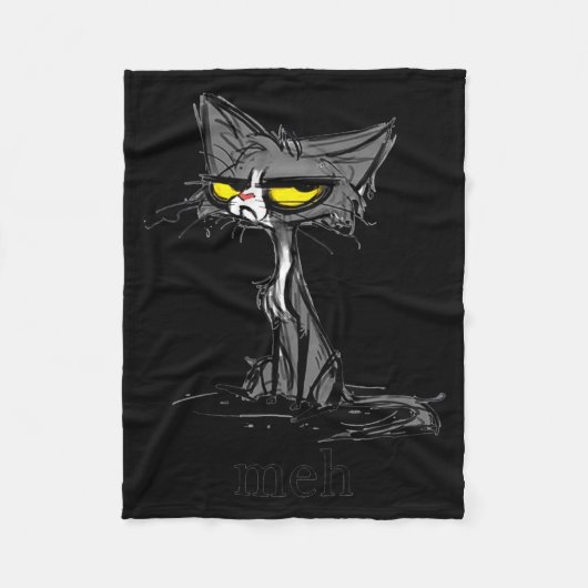 Funny Meh Cat Gift For Cat Lovers Fleecedecke (Vorderseite)
