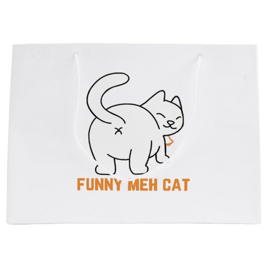 Funny Meh Cat Große Geschenktüte (Vorderseite)