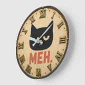 Funny Meh Cat Große Wanduhr (Winkel)