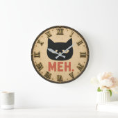 Funny Meh Cat Große Wanduhr (Zuhause)