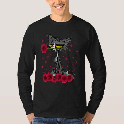Funny Meh Cat Shirt Happy Valentines Day Flowers W (Vorderseite)
