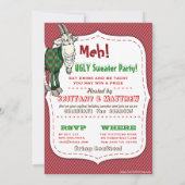 FUNNY MEH Goat in seinem UGLY Sweater Christmas Pa Einladung (Rückseite)