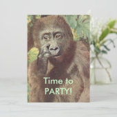 Funny Meh Gorilla Party Einladungen (Stehend Vorderseite)