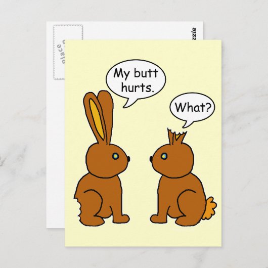 Funny mein Hintern Hurts Bunnies Postkarte (Vorne/Hinten)