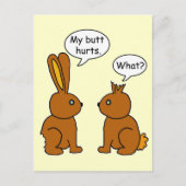 Funny mein Hintern Hurts Bunnies Postkarte (Vorderseite)