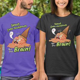 Funny Melding Brain Ice Creme Cartoon Typografie T-Shirt