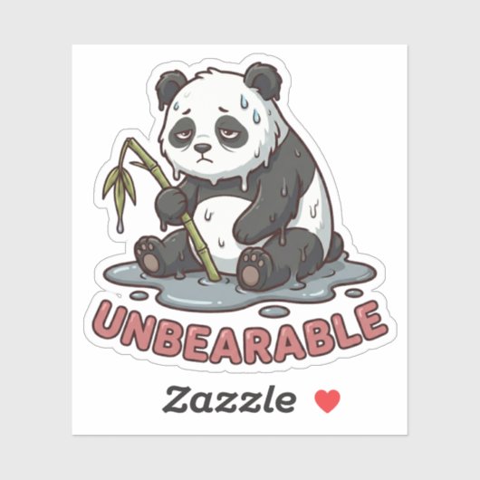 Funny Melting Panda Burnt Out Sticker (Blatt)
