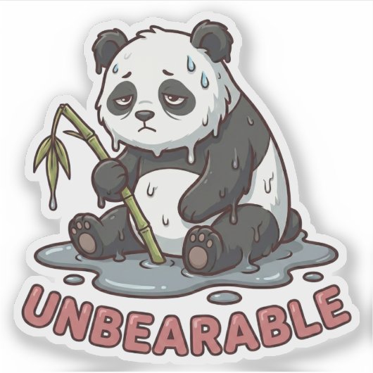 Funny Melting Panda Burnt Out Sticker  (Vorderseite)