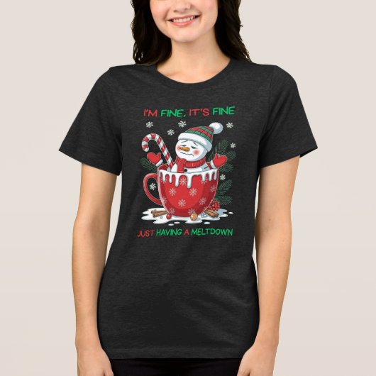 Funny Melting Snowman Weihnachten Tri-Blend Shirt (Vorderseite)