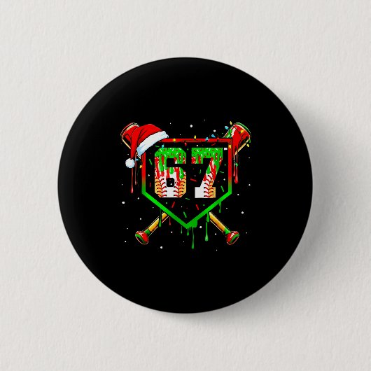 Funny Meme 67 Christmas Baseball Ice Cream Men Boy Button (Vorderseite)