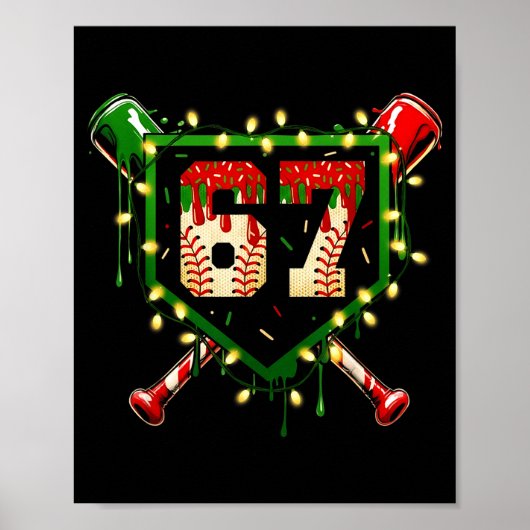 Funny Meme 67 Christmas Baseball Ice Cream Men Boy Poster (Vorne)
