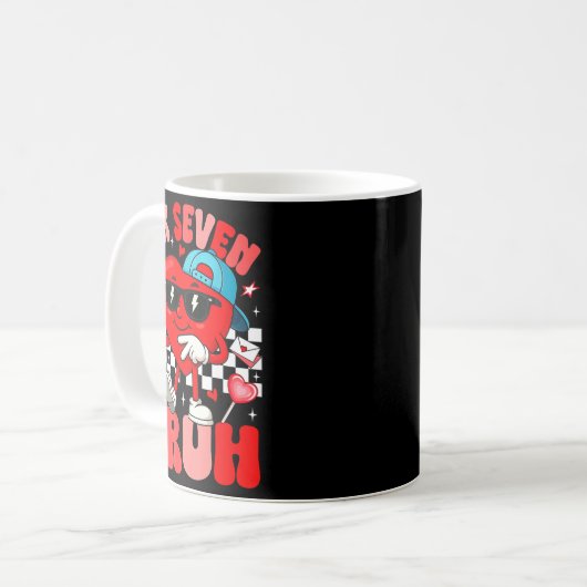 Funny Meme 6 7 Six Seven Bruh Valentine Heart Men  Kaffeetasse (Vorderseite Links)