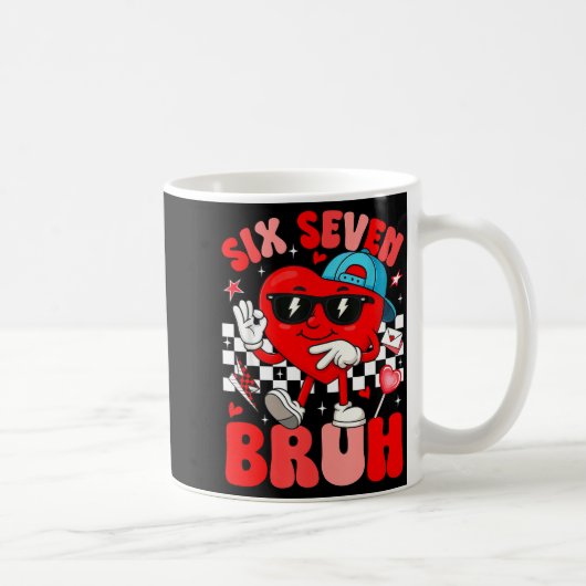 Funny Meme 6 7 Six Seven Bruh Valentine Heart Men  Kaffeetasse (Rechts)