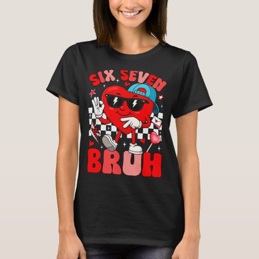 Funny Meme 6 7 Six Seven Bruh Valentine Heart Men T-Shirt (Vorderseite)